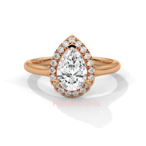 Pear Halo Engagement Ring Rome Matching Couple Gift