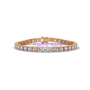 Asscher Diamond Gold Tennis Bracelet Gift Qatar Style