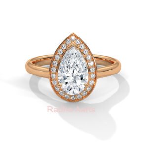 Pear Shape Diamond Gold Ring Gift Delhi Trend