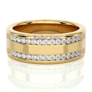 Double Row Classic Diamond Men's wedding Band Gift